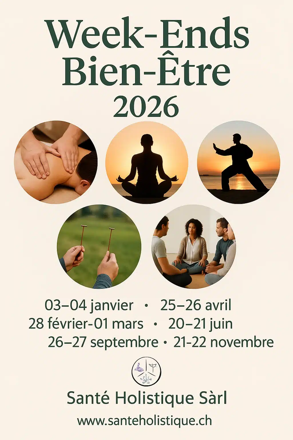 Lire la suite à propos de l’article Week-Ends Bien-Être 2026 – Santé Holistique Posieux