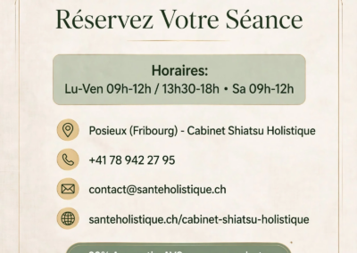 ✨ Soulagez durablement le stress, la fatigue et les douleurs à la racine ! 🌿 Depuis 1991, le Cabinet Shiatsu Holistique à Posieux (Fribourg) vous propose une médecine complémentaire énergétique douce, précise et sur mesure, fondée par Jean-Christian Balmat.