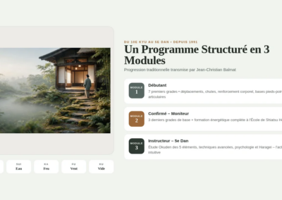 Découvrez le Ninpo Nin-Jutsu à Posieux : self-défense efficace, Non-Résistance et maîtrise de l'énergie vitale avec Jean-Christian Balmat à Fribourg.