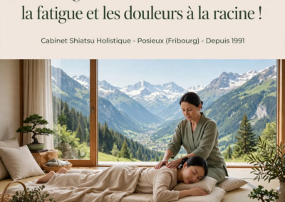✨ Soulagez durablement le stress, la fatigue et les douleurs à la racine ! 🌿 Depuis 1991, le Cabinet Shiatsu Holistique à Posieux (Fribourg) vous propose une médecine complémentaire énergétique douce, précise et sur mesure, fondée par Jean-Christian Balmat.